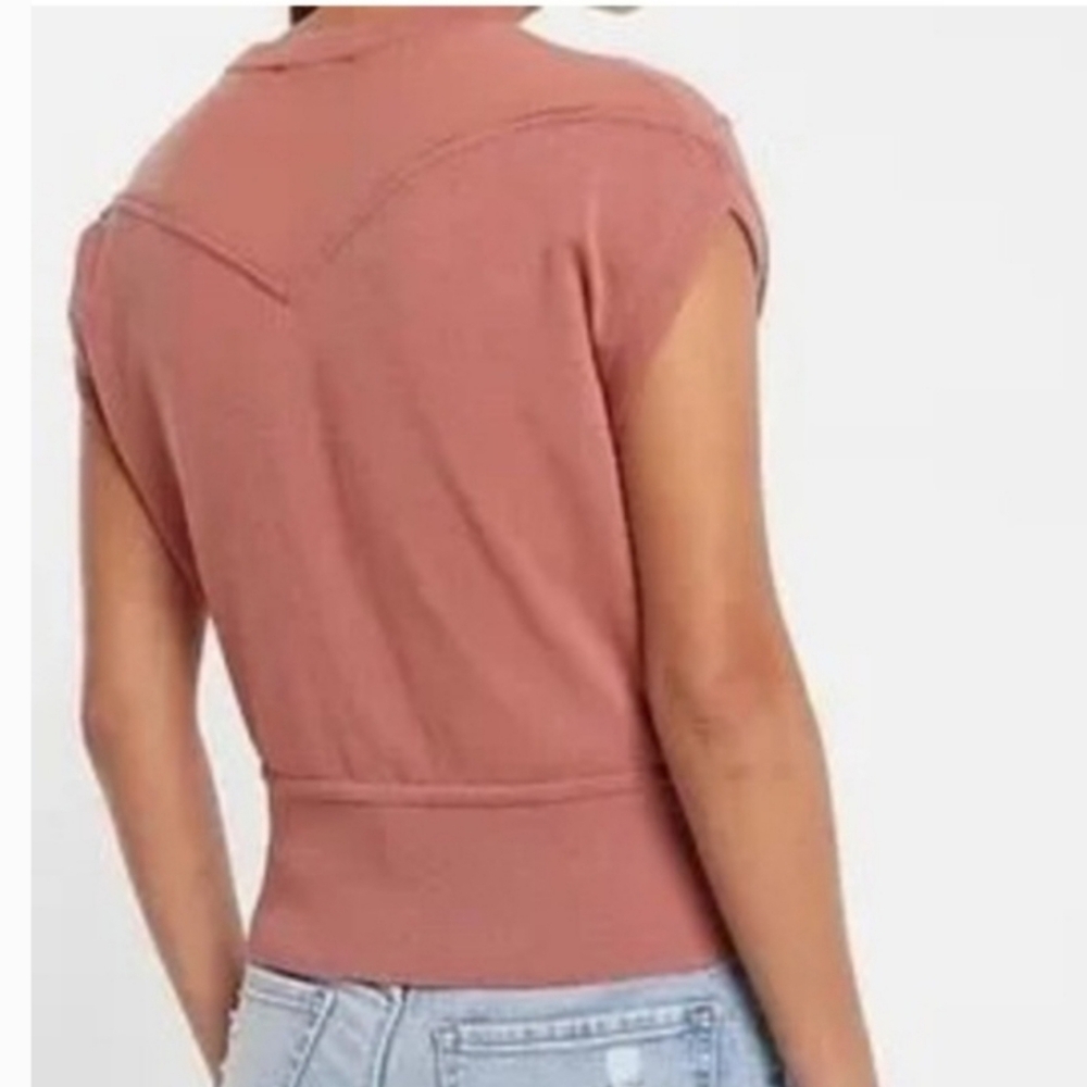 Express Womens Pink Short Sleeve  Sweater Top - Picture 3 of 14